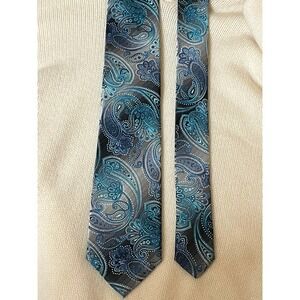 Bespoke New York Paisley Silk Blend Men's Tie Blue Silver Black